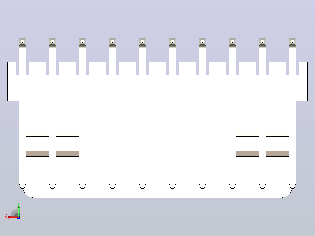 线对板公头 1x10 接距 2.54mm 白色后视图