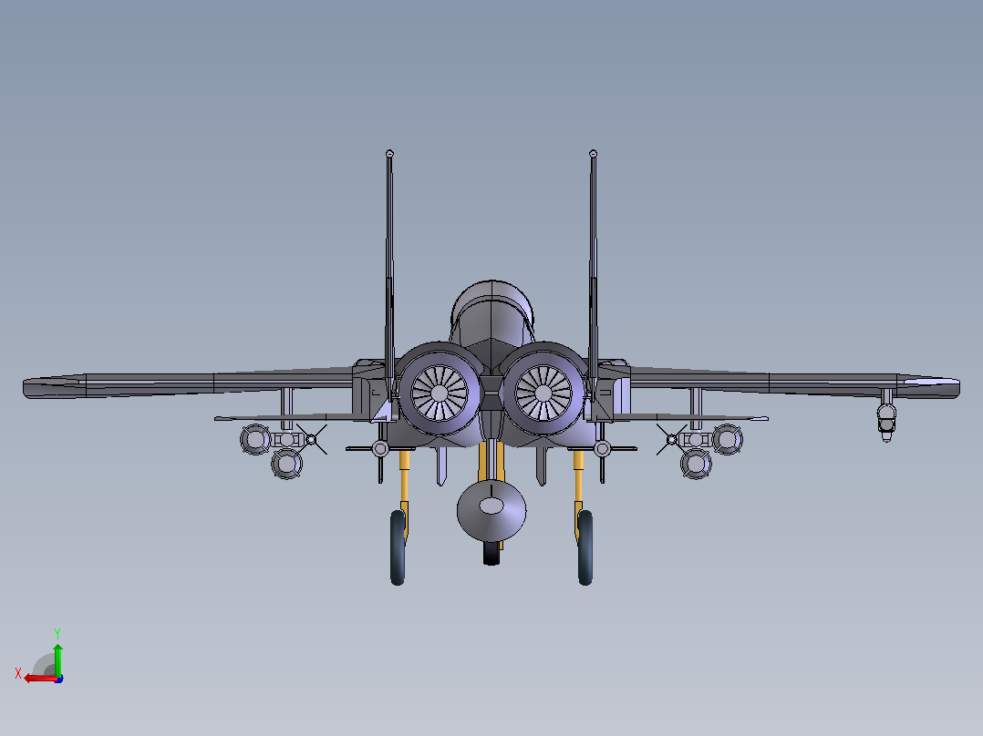 F15A战斗机模型后视图