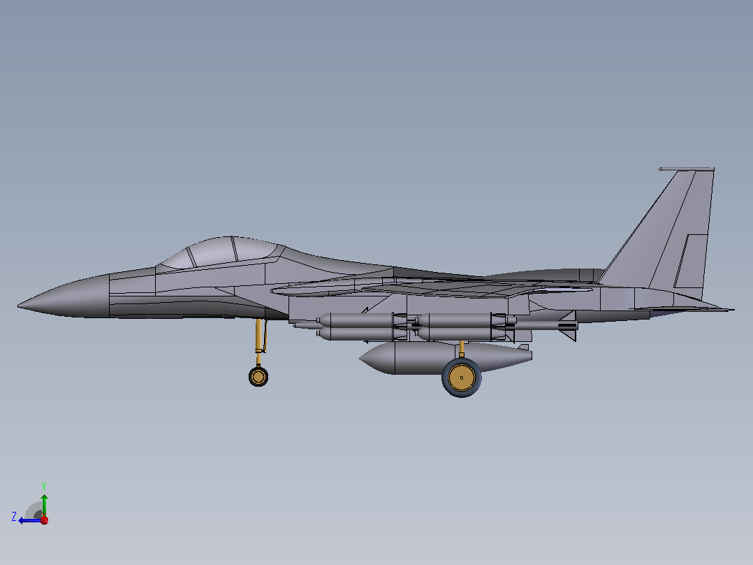 F15A战斗机模型右视图