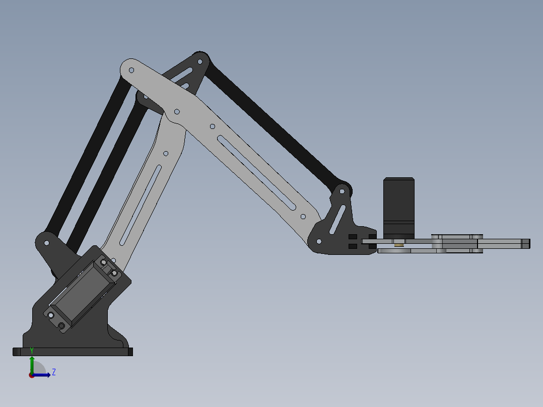 Acrylic机械臂3D图纸 Solidworks设计左视图