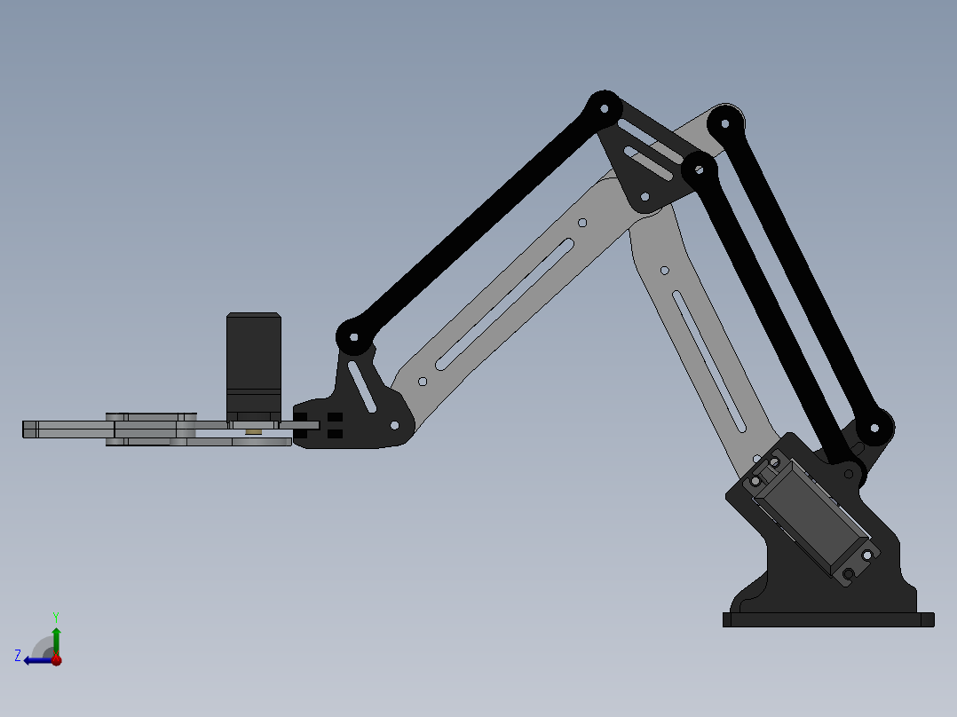 Acrylic机械臂3D图纸 Solidworks设计右视图