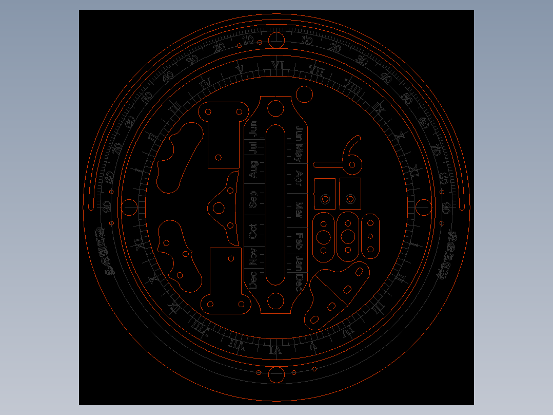 日晷激光雕刻平面图纸 Corel Draw设计 cdr dxf dwg格式