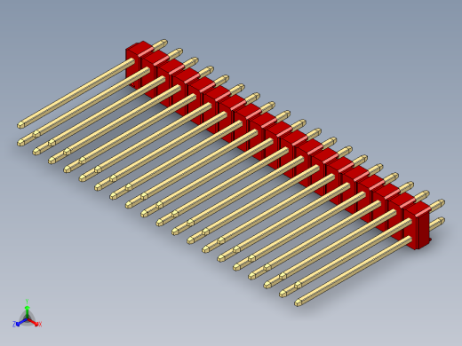 彩色公头100mil（2.54mm）系列-DS1021_red_2x19p_100mil_Type19_rev1.0正等轴测缩略图