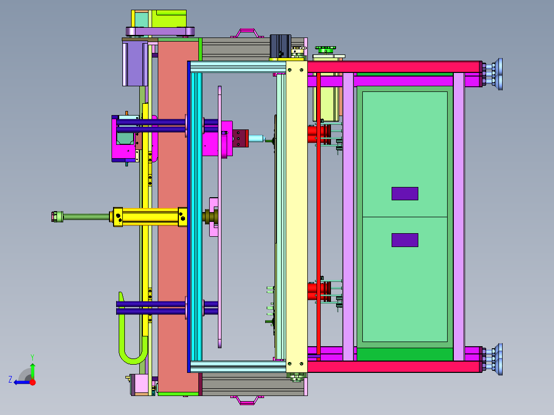 工装板式涂胶压紧合装线右视图