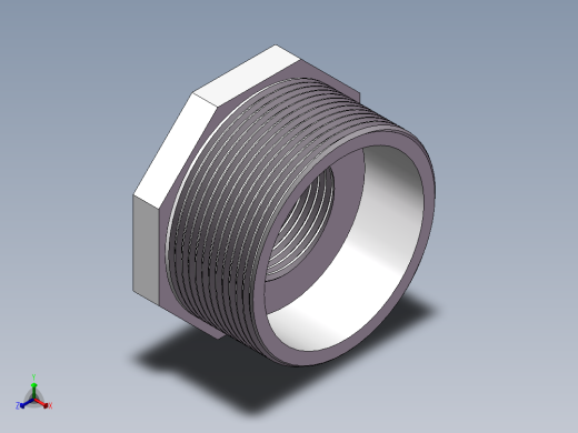 转接头-内外丝异径 DN50-DN25正等轴测缩略图