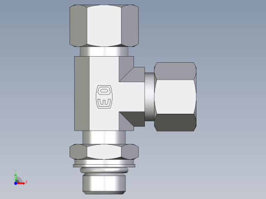 卡套式工业通用硬管接头EO_Adjustable_locknut_run_tee_LEE12ZLMORCF前视缩略图