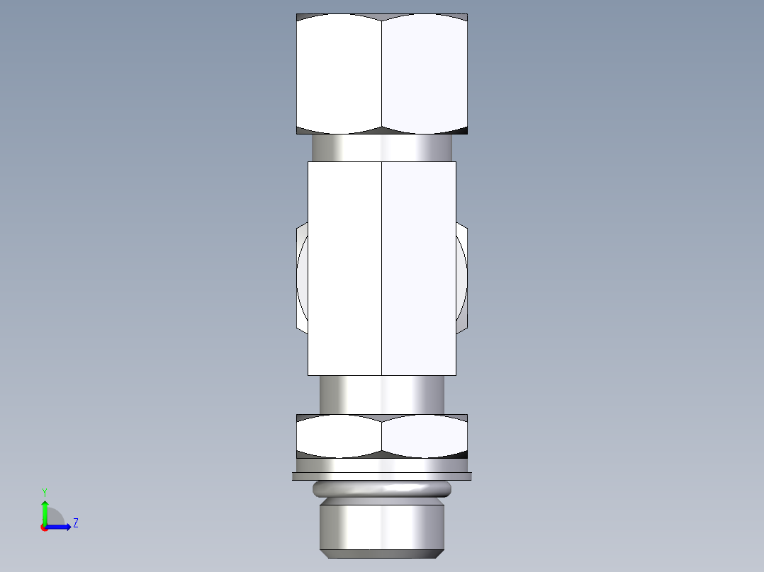 卡套式工业通用硬管接头EO_Adjustable_locknut_run_tee_LEE12ZLMORCF左视图