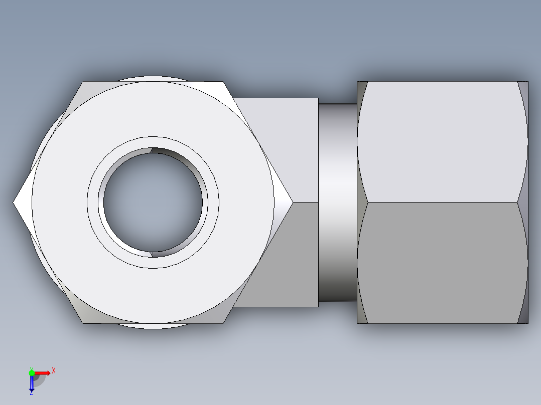 卡套式工业通用硬管接头EO_Adjustable_locknut_run_tee_LEE12ZLMORCF俯视图