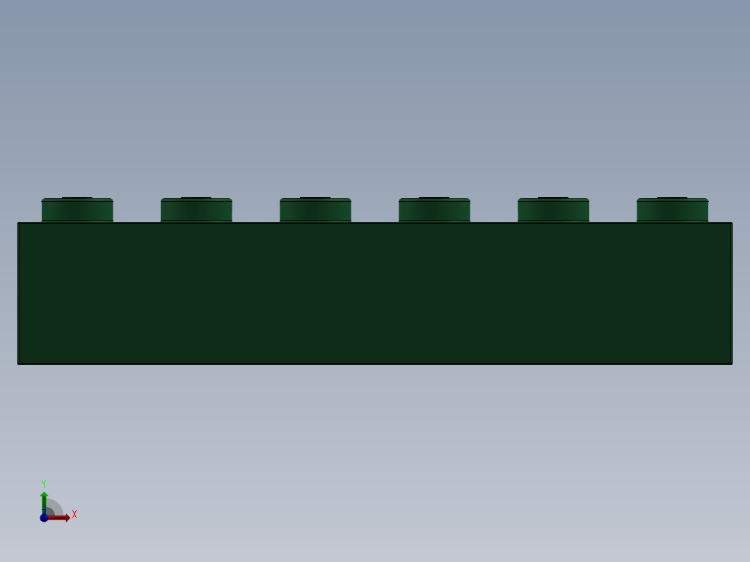 乐高套装 4421基本积木-4111844 - 3009 Dark Green Brick 1 x 6.SLDPRT前视图