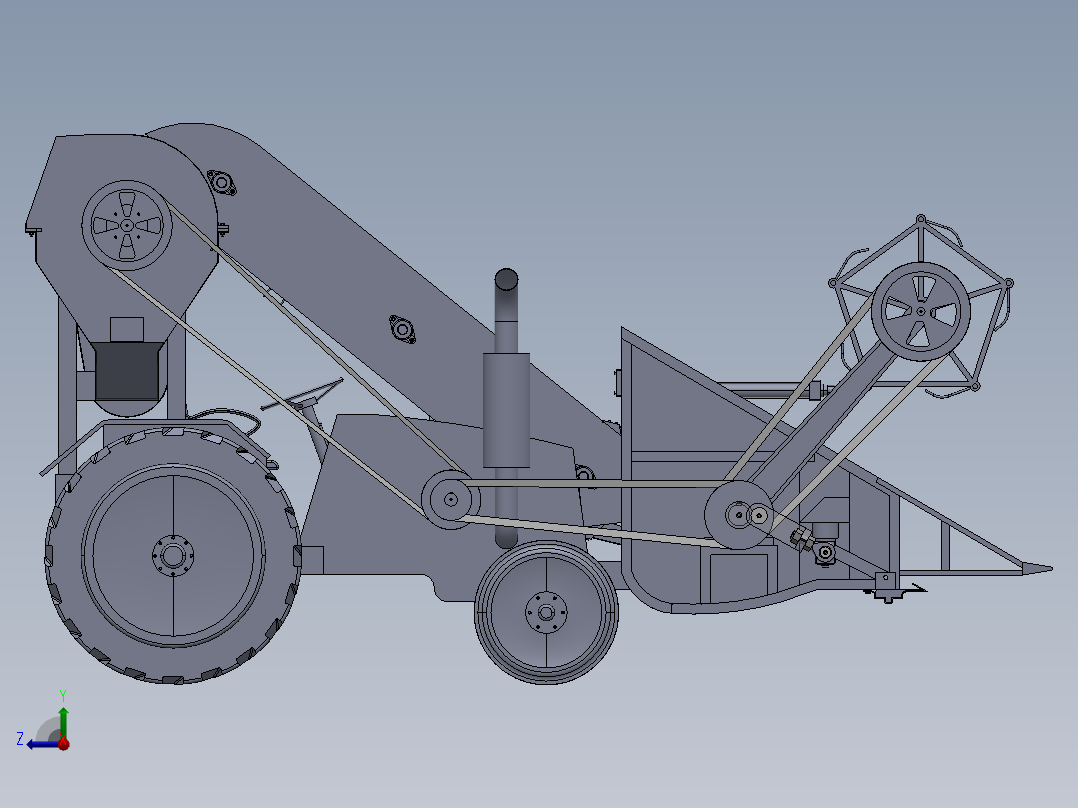 油菜收获机右视图