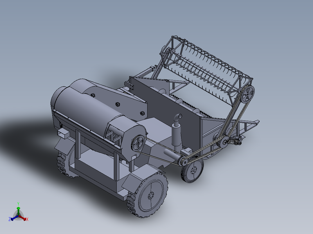 油菜收获机正等轴测图