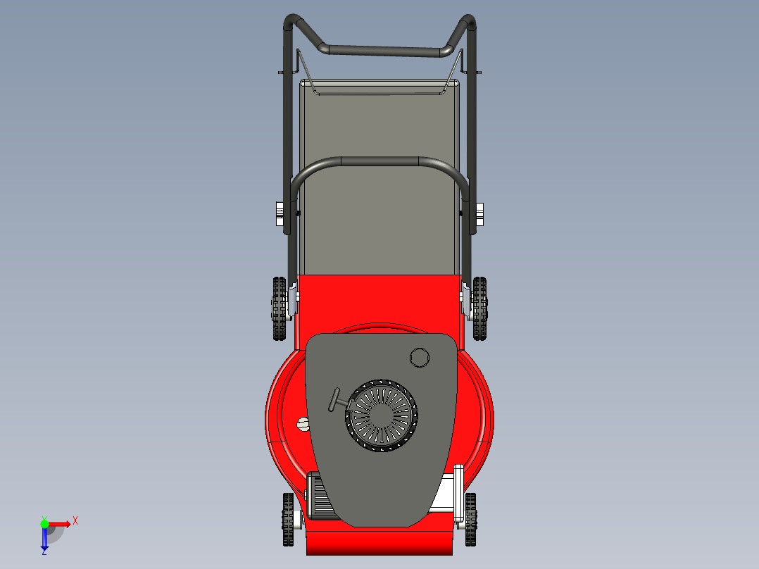 手推式割草机设计3维模型俯视图