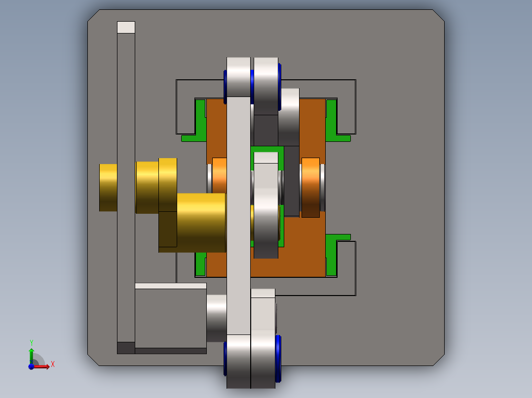 同轴滑块压力机构工作原理模型前视图