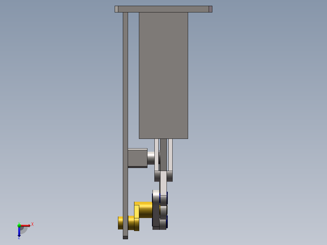 同轴滑块压力机构工作原理模型俯视图