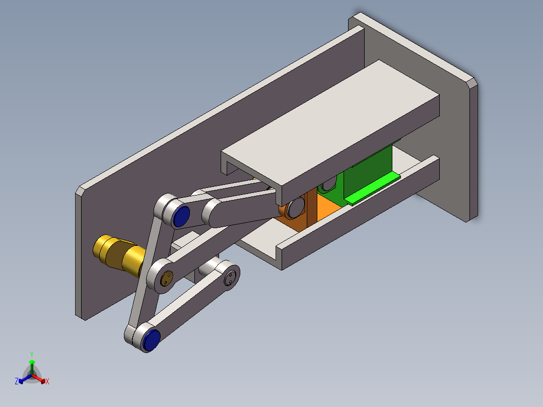 同轴滑块压力机构工作原理模型正等轴测图