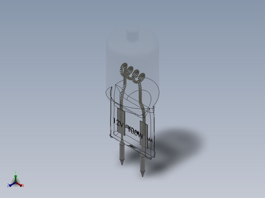 光学仪器用灯泡 3D模型SolidWorks三维设计图正等轴测图