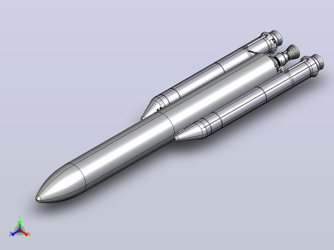 一个火箭模型三维前视图