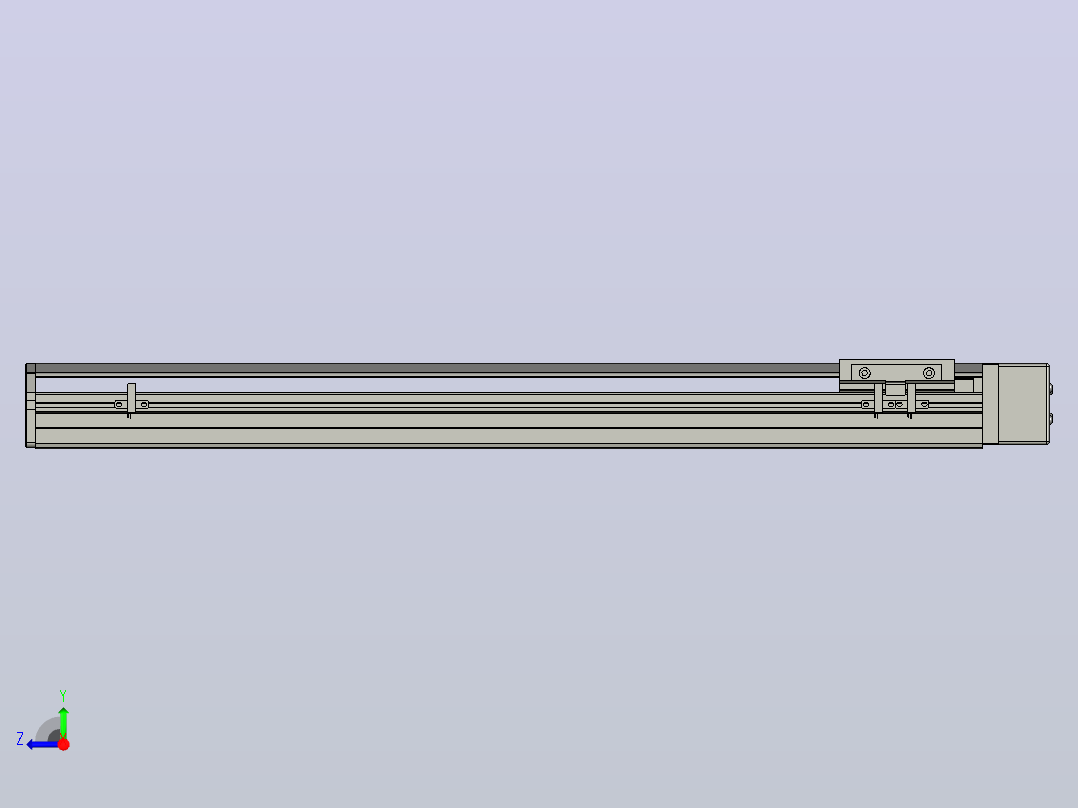 SYS12-BL-550-200W滚珠花健、支撑座、滚珠丝杠、交叉导轨、直线模组.STEP右视图