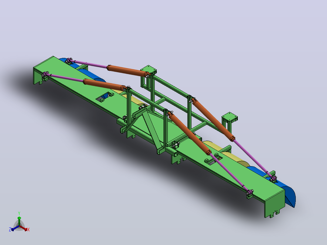 油菜折叠机架设计（SW+CAD+说明书）正等轴测图