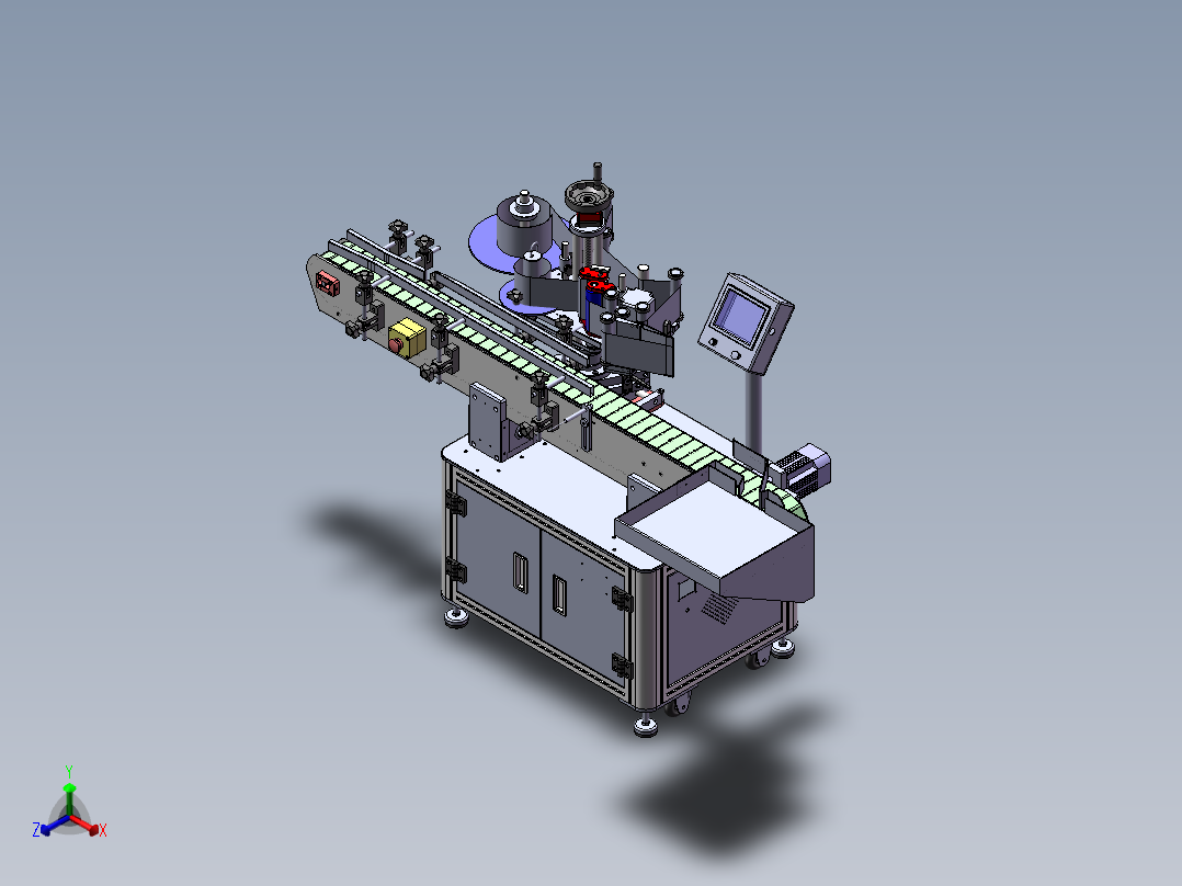 全自动贴标机3d图纸平面贴标签设备正等轴测图