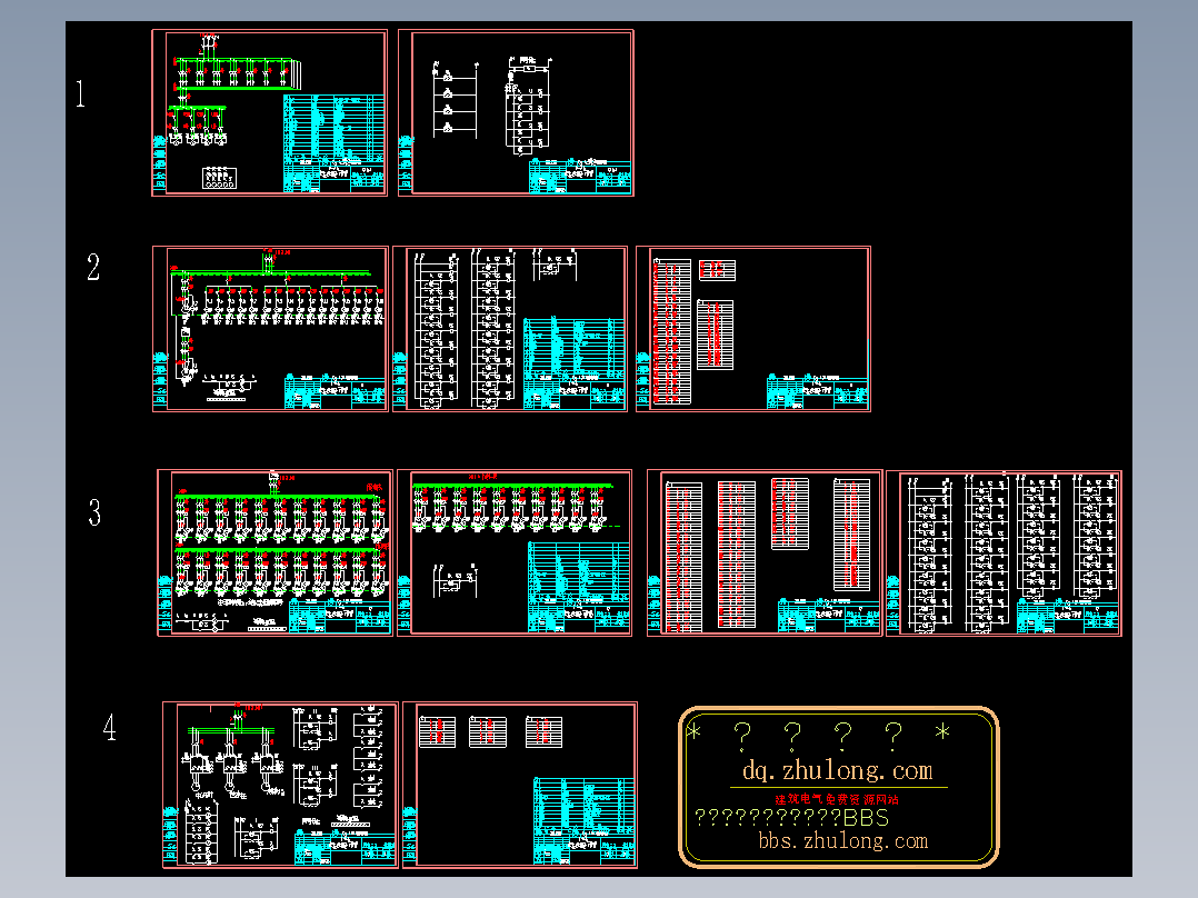 音乐喷泉电气控制cad图纸（1~5种）建筑电气设计施工dwg图 