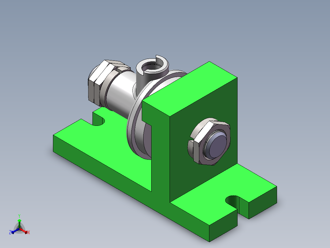 注油器油阀座加工工艺及铣135°的缺口夹具设计【含三维SolidWorks】正等轴测图