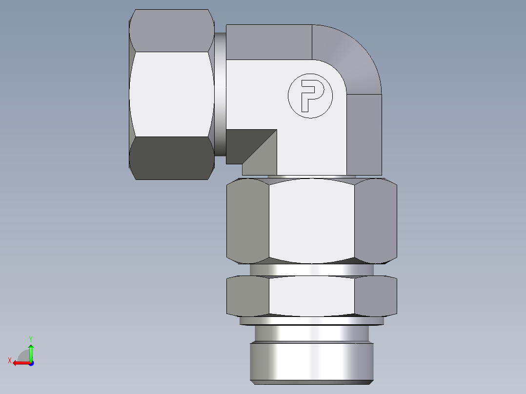 卡套式工业通用硬管接头EO_Assembled_adjustable_standpipe_elbow_EVW30SR71后视图