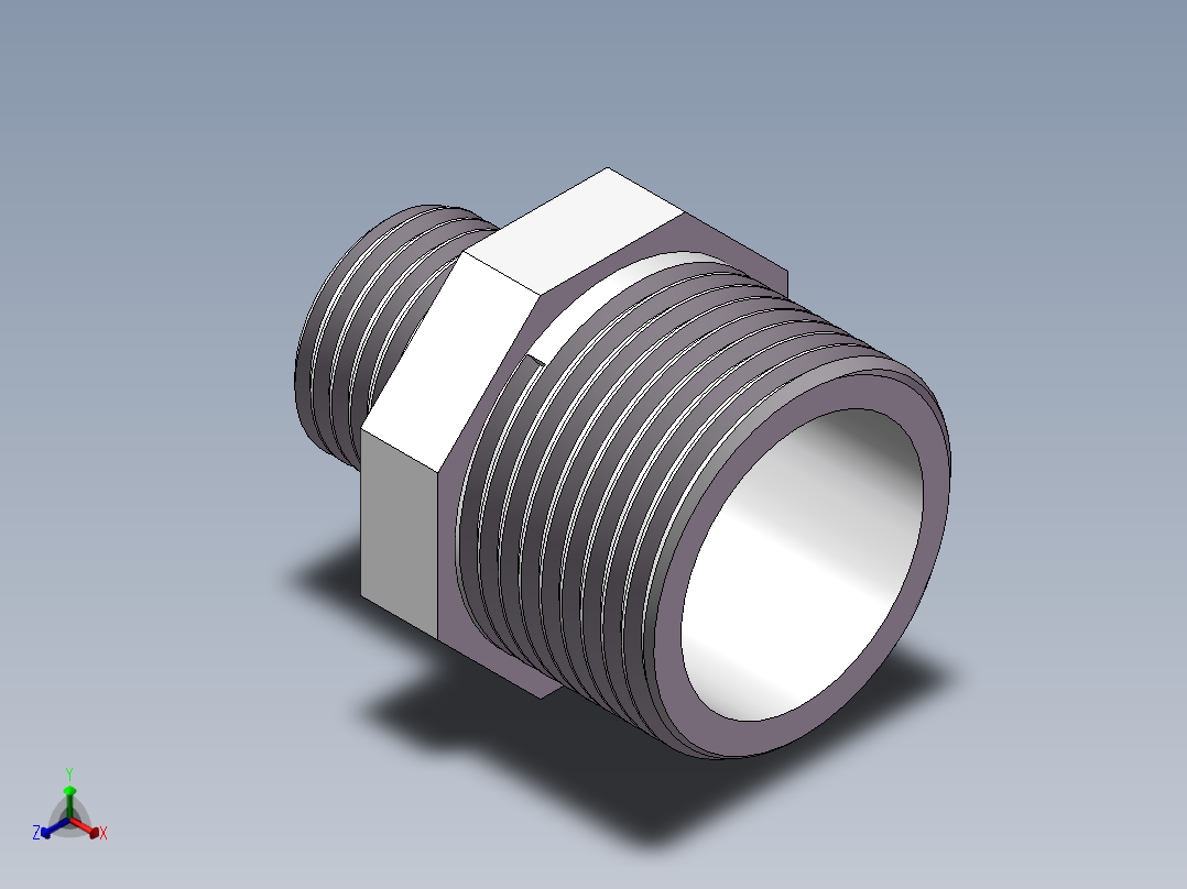 对丝-六角异径 DN25-DN15正等轴测图