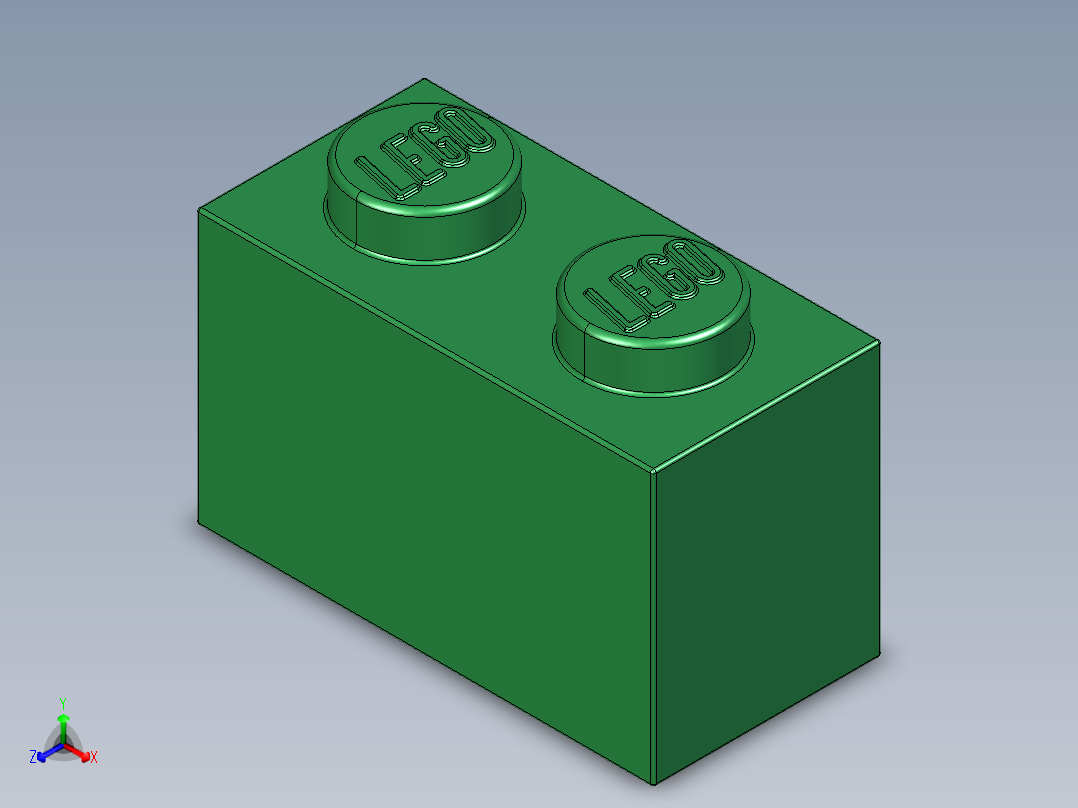 乐高套装 4421基本积木-41077736 - 3004 Dark Green Brick 1 x 2.STEP正等轴测图