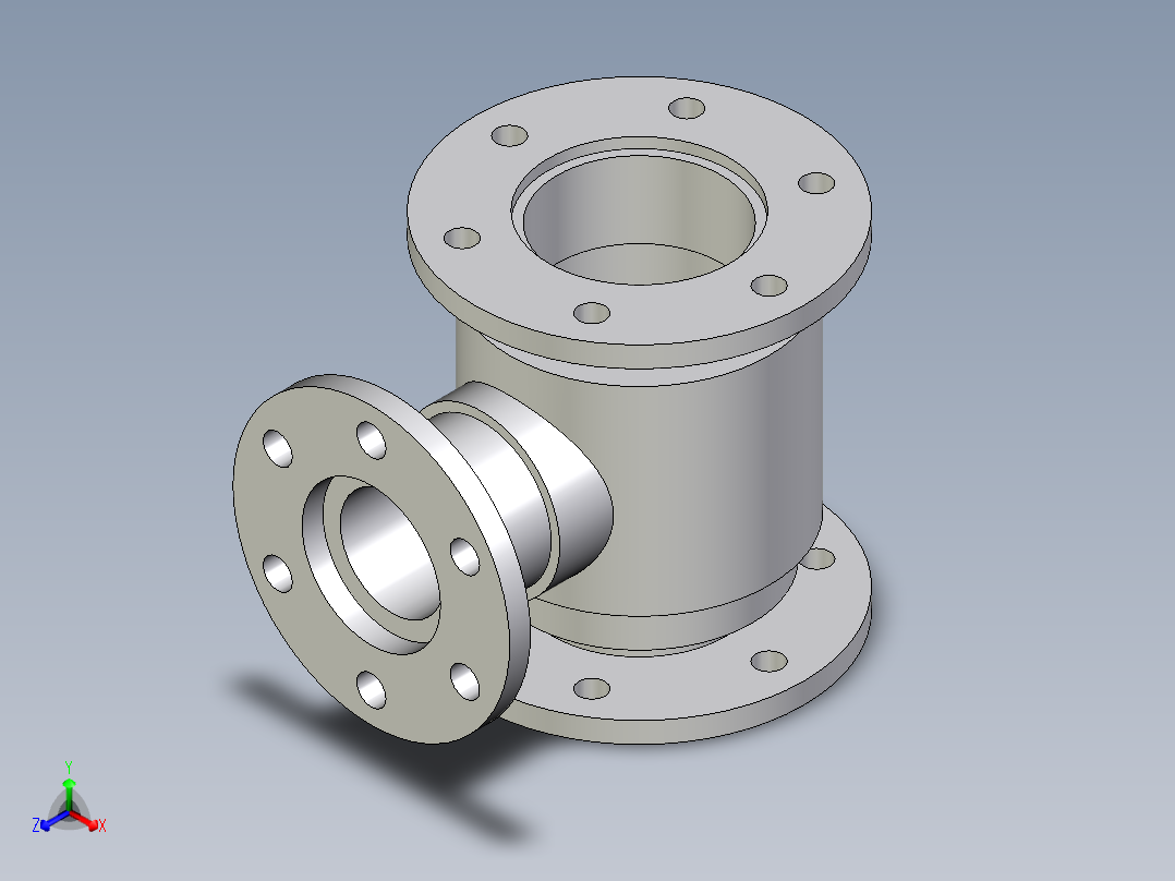 B3004532-水流连接器（T形接头）正等轴测图