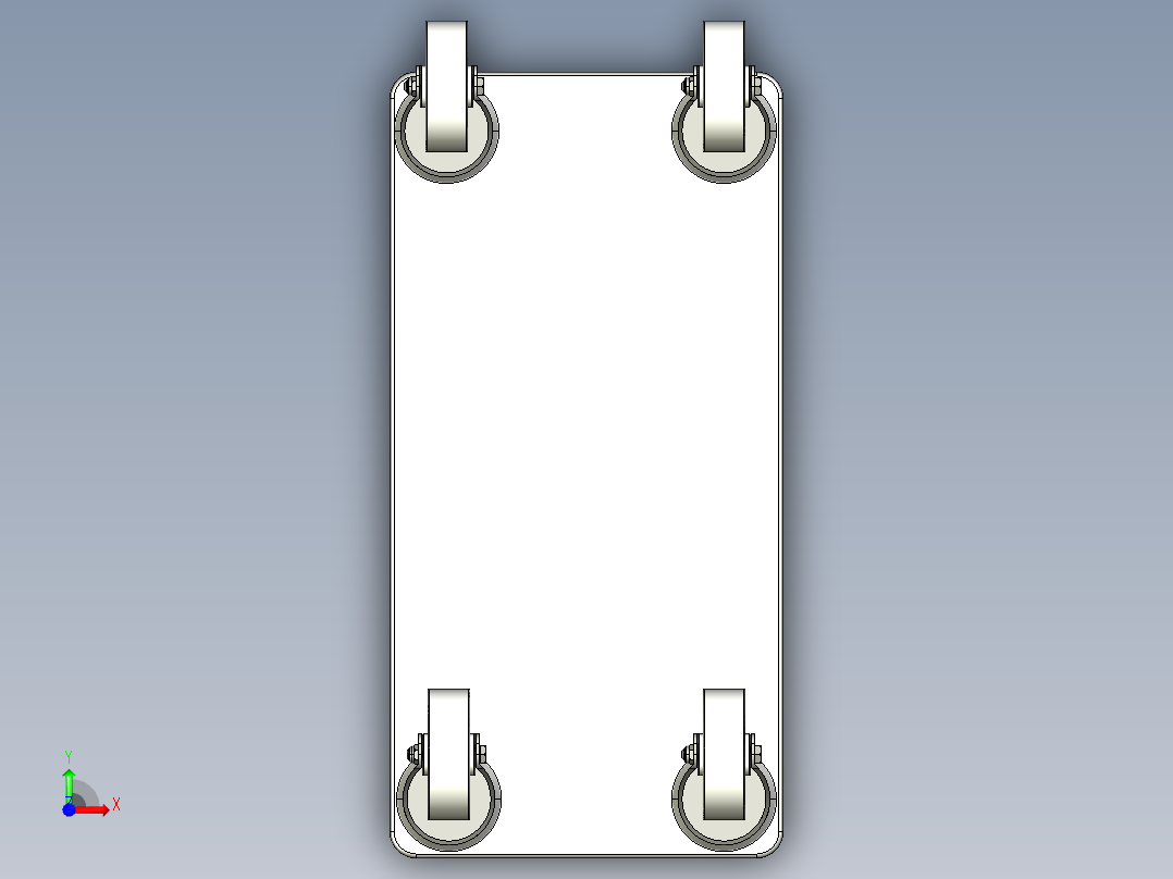 承重350公斤板的家具滚轮600x300，高度=145前视图