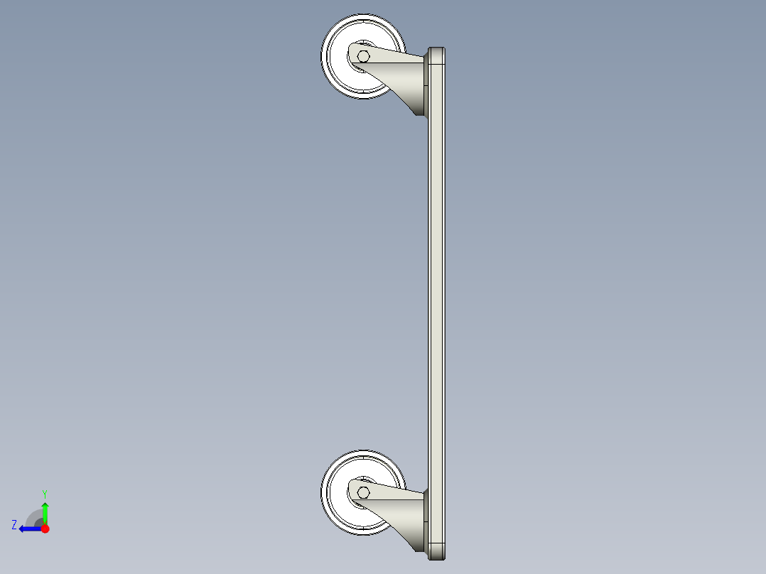 承重350公斤板的家具滚轮600x300，高度=145右视图