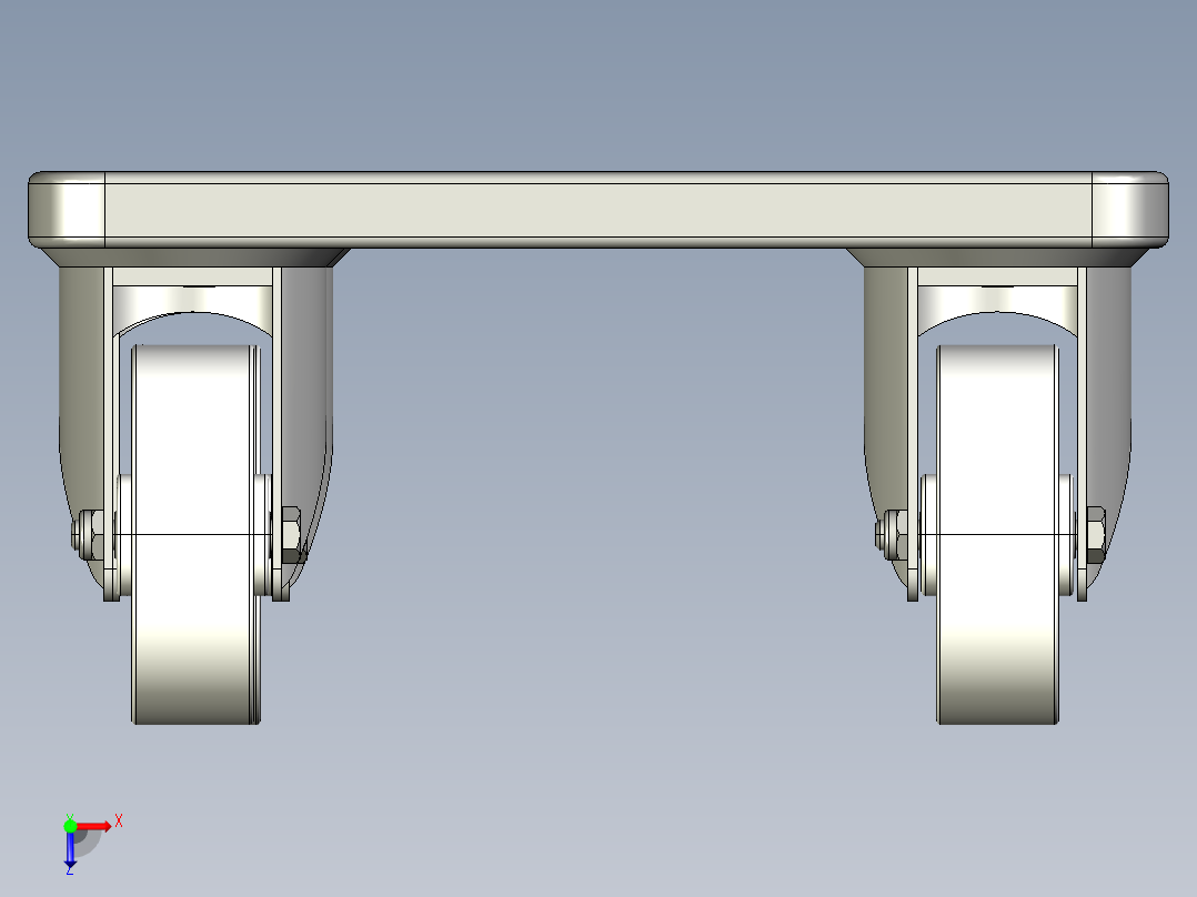 承重350公斤板的家具滚轮600x300，高度=145俯视图