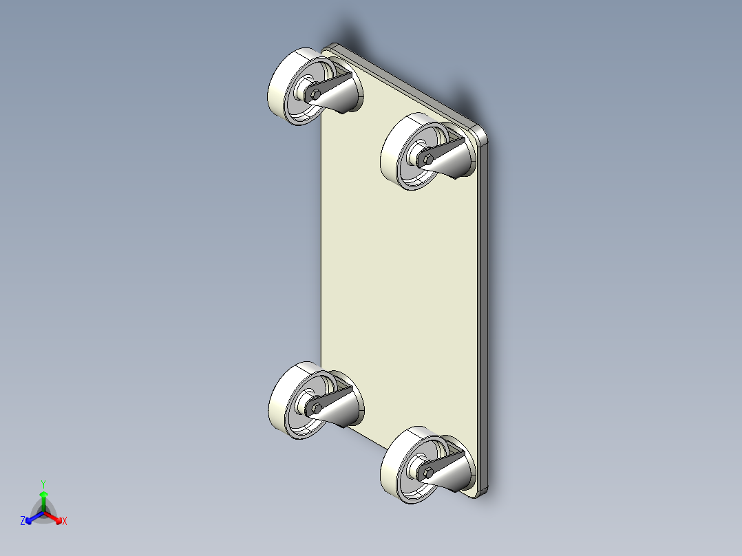 承重350公斤板的家具滚轮600x300，高度=145正等轴测图