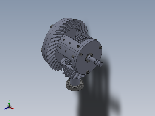托森差速器设计三维二维，扭矩感应式限滑差速器设计正等轴测缩略图