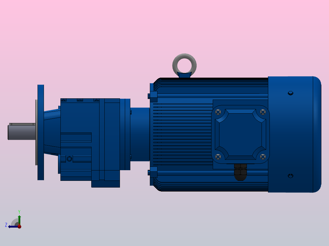 RF27法兰轴伸式安装斜齿轮减速机RF27-Y1.5-4P-90L-M1-0°-Φ160右视图