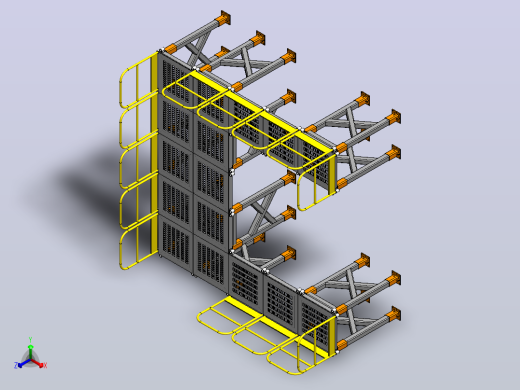 工业模块化钢结构平台3D图纸 Solidworks设计正等轴测缩略图