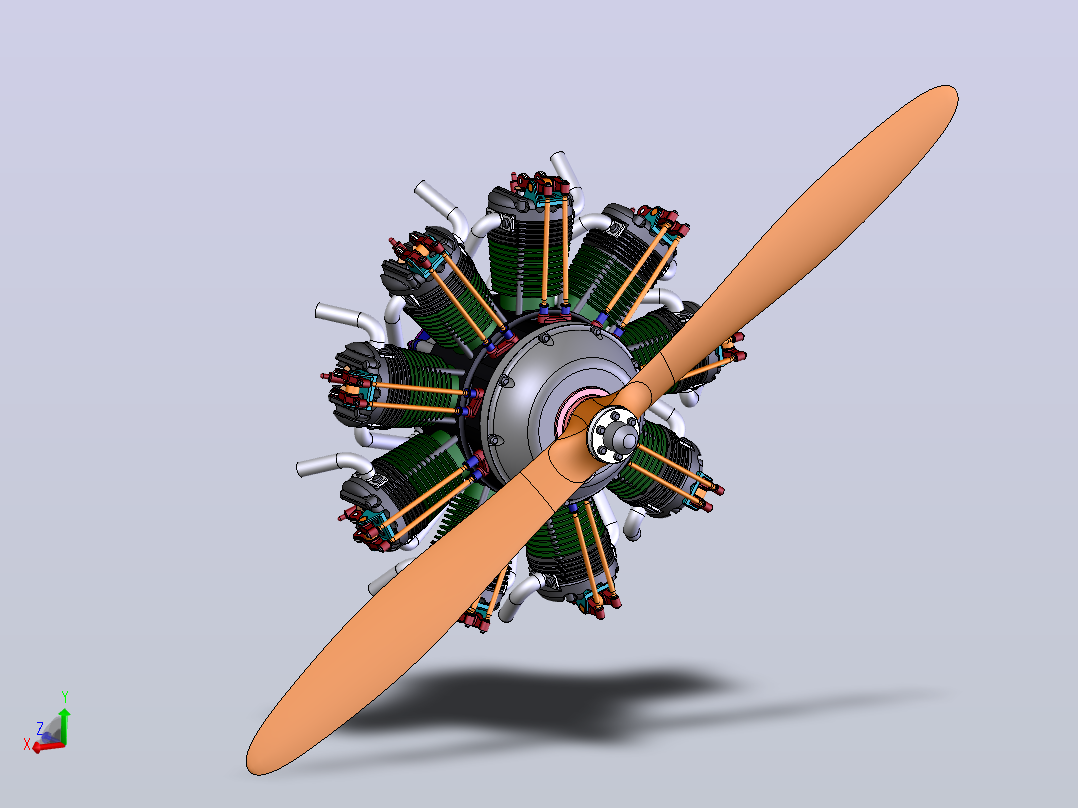 航空活塞发动机（九缸） 3D模型主视图