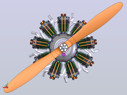 航空活塞发动机（九缸） 3D模型后视缩略图