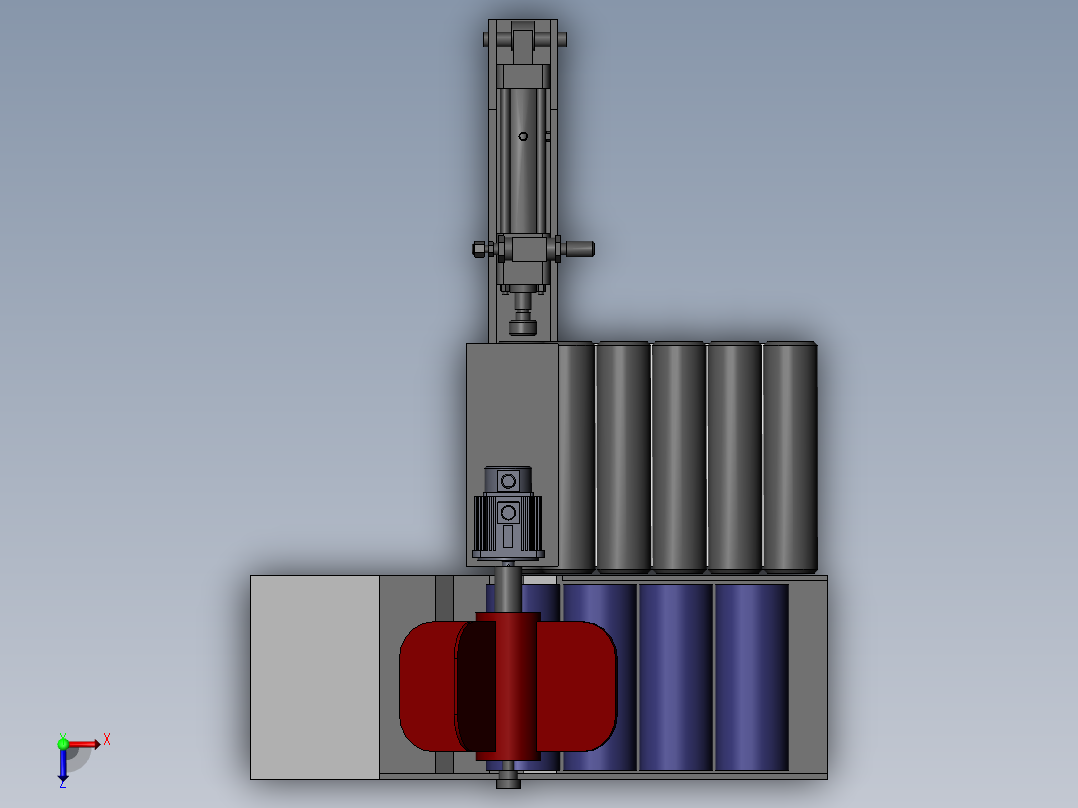 滚筒与滚筒轴装配(sw+cad+说明书)俯视图