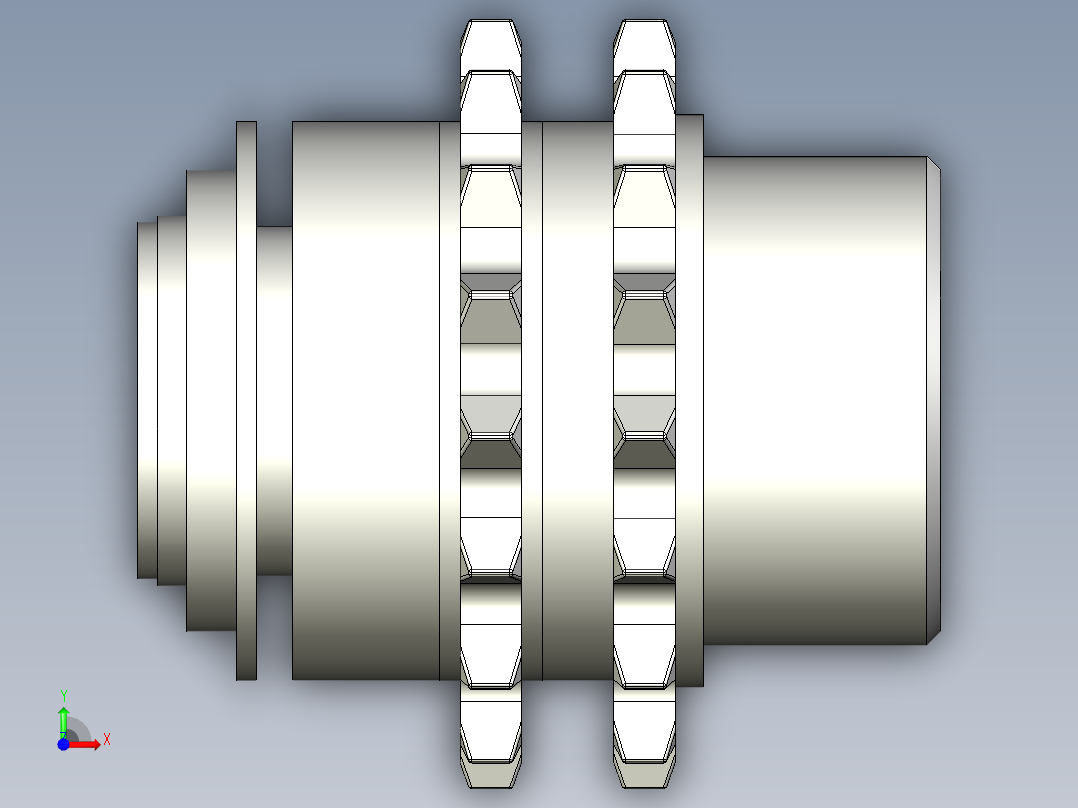 nventor 链轮传动轴前视图