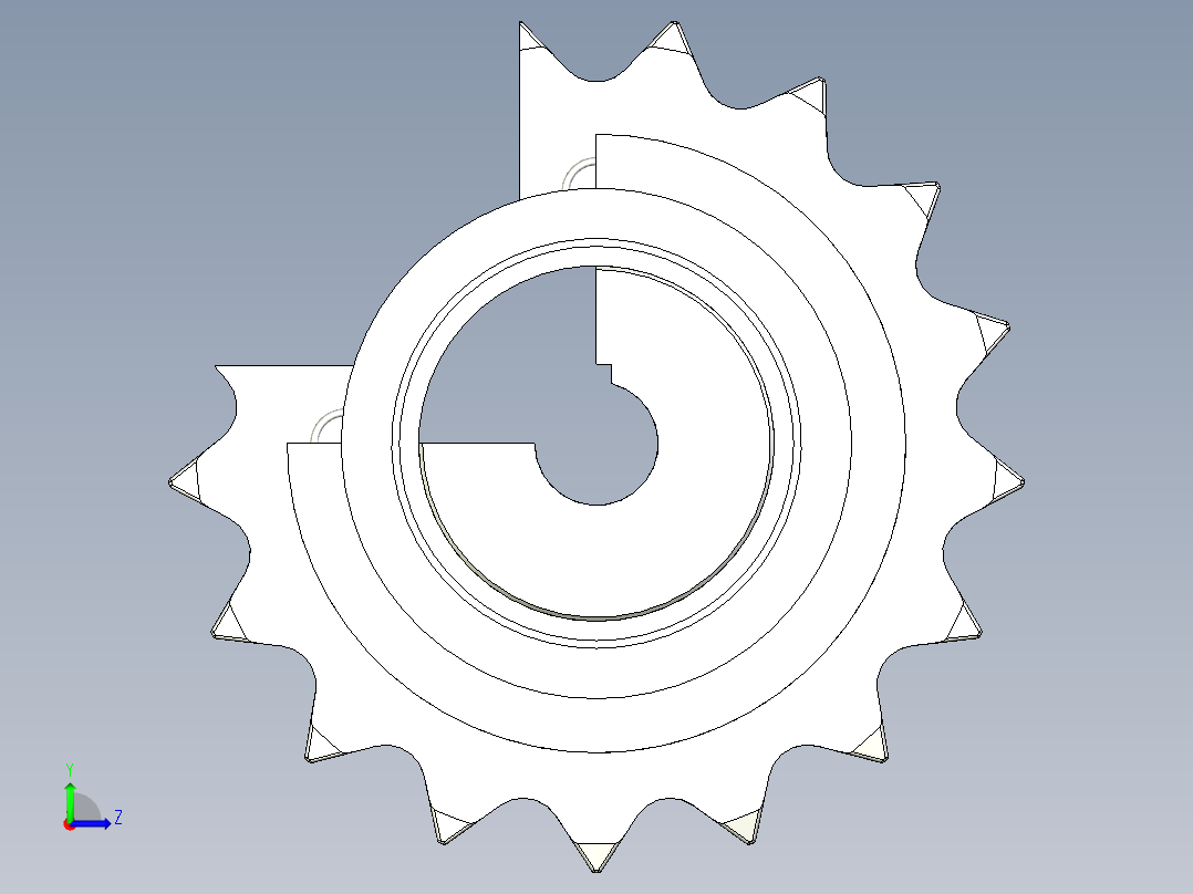 nventor 链轮传动轴左视图