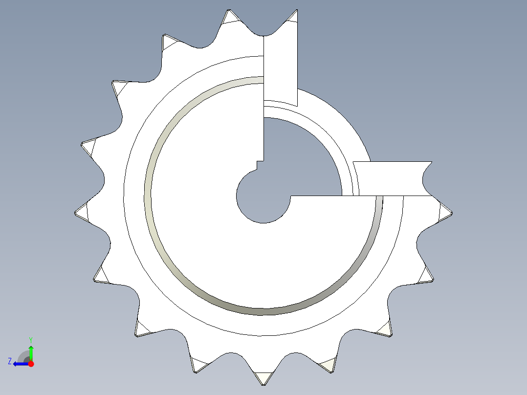 nventor 链轮传动轴右视图