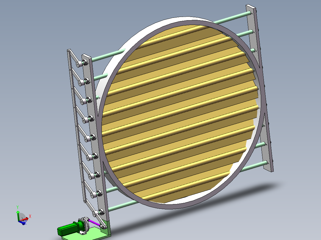 Q005-3000m3风机系统风门控制设备设计【三维SolidWorks】主视图