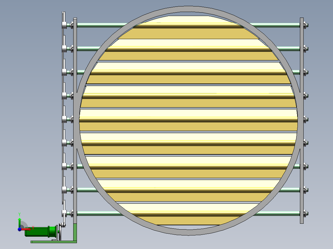 Q005-3000m3风机系统风门控制设备设计【三维SolidWorks】前视图