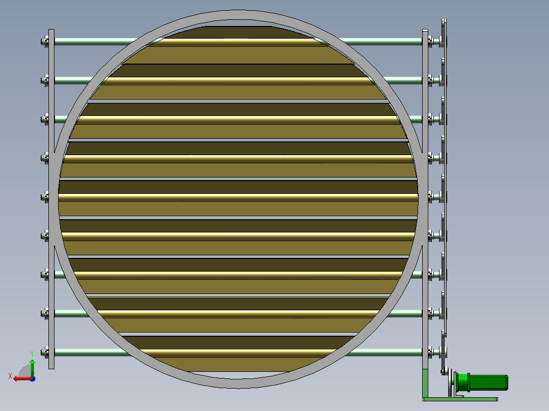 Q005-3000m3风机系统风门控制设备设计【三维SolidWorks】后视图