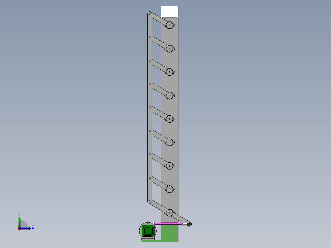 Q005-3000m3风机系统风门控制设备设计【三维SolidWorks】左视图