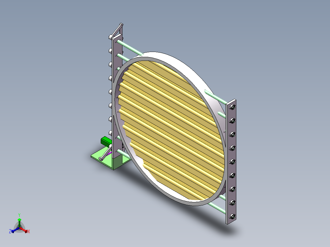 Q005-3000m3风机系统风门控制设备设计【三维SolidWorks】正等轴测图