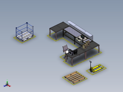 工厂流水线布局设计模型三视图