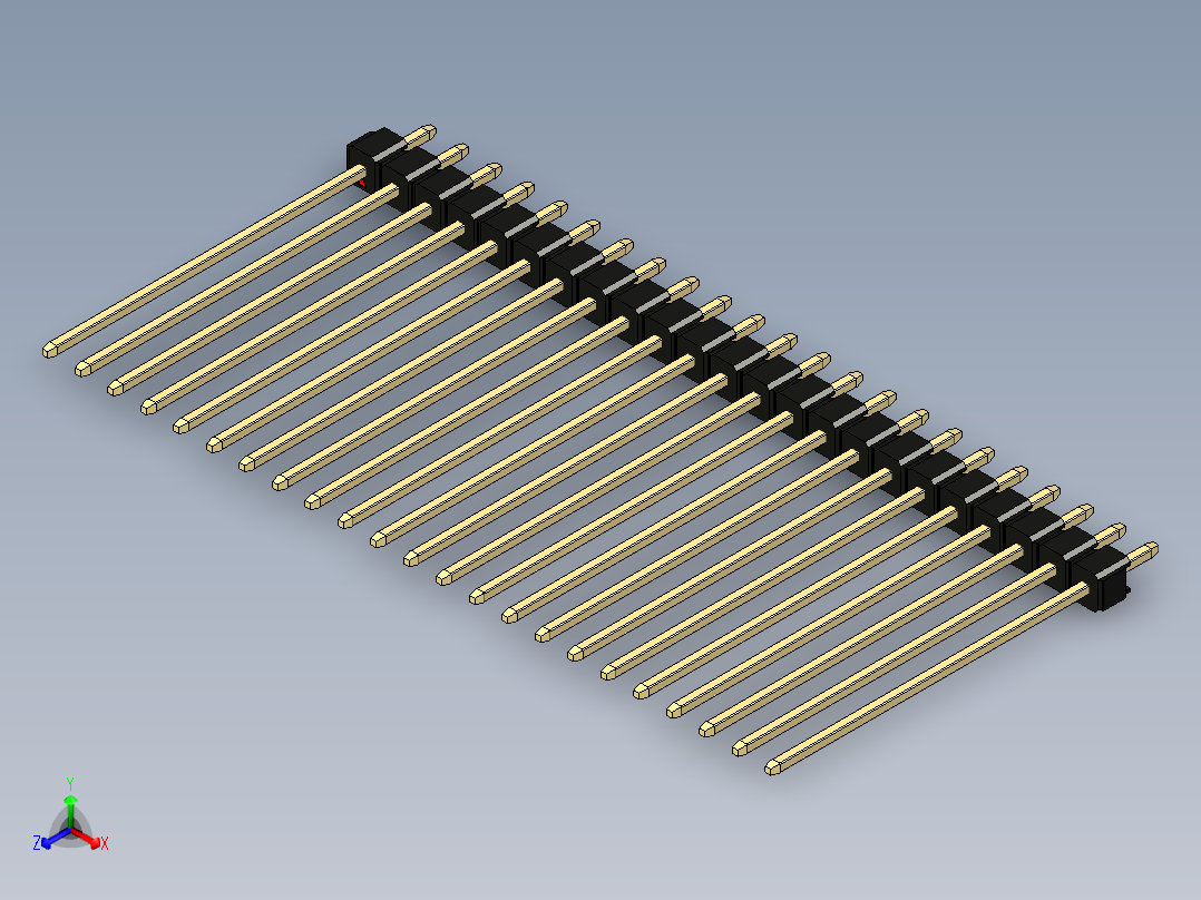 彩色公头100mil（2.54mm）系列-DS1021_black_1x23p_100mil_Type43_rev1.0正等轴测图